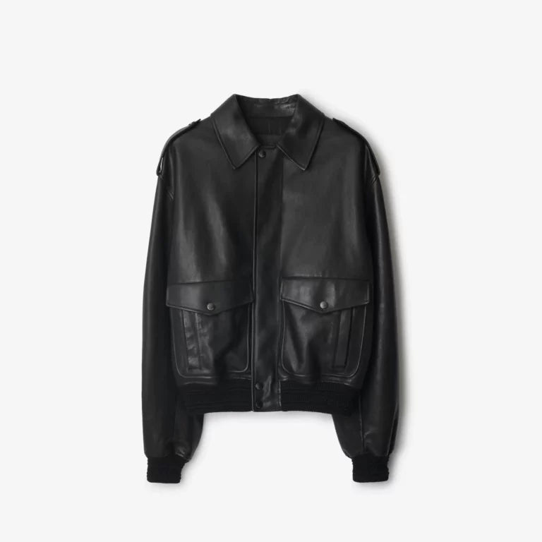 Burberry Black Bomber Leather Jacket Max Jackets