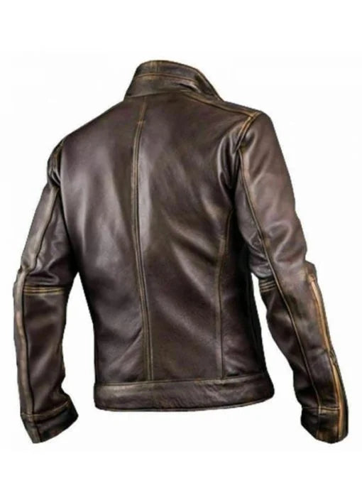 Stylish Cafe Racer Distressed Brown Men’s Leather Jacket Max Jackets