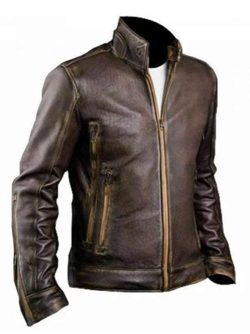 Stylish Cafe Racer Distressed Brown Men’s Leather Jacket Max Jackets