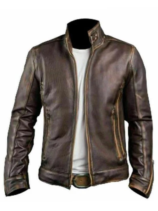 Stylish Cafe Racer Distressed Brown Men’s Leather Jacket Max Jackets