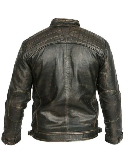 Mens Biker Casual Vintage Leather Black Jacket Max Jackets