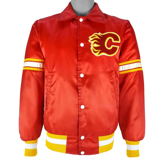 Calgary Flames 1980s Red Satin Jacket