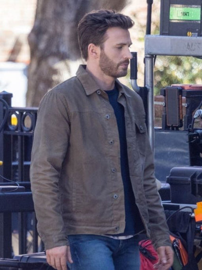 Chris Evan Ghosted Brown Cotton Jacket Max Jackets