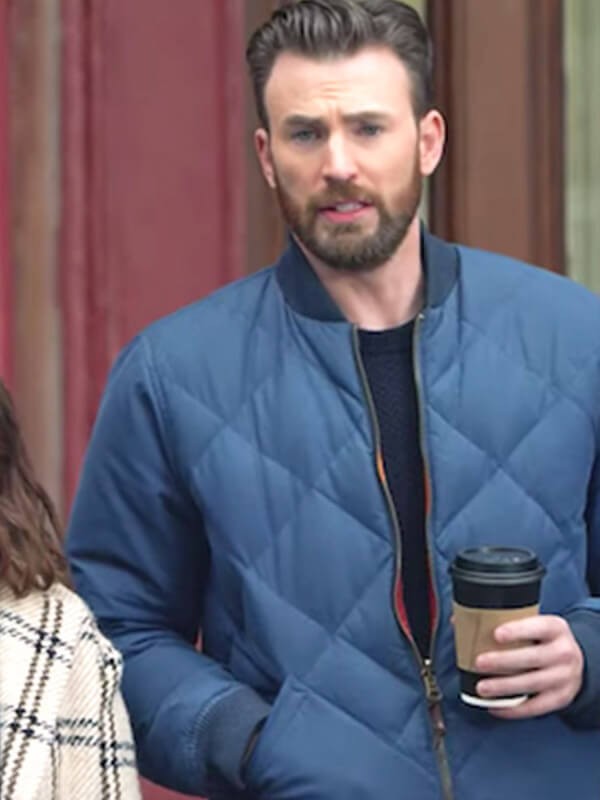 Chris Evans Super Bowl Movie Quilted Bomber Jacket Max Jackets