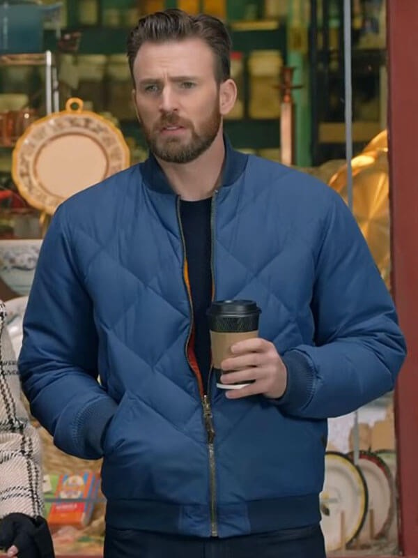 Chris Evans Super Bowl Movie Quilted Bomber Jacket Max Jackets