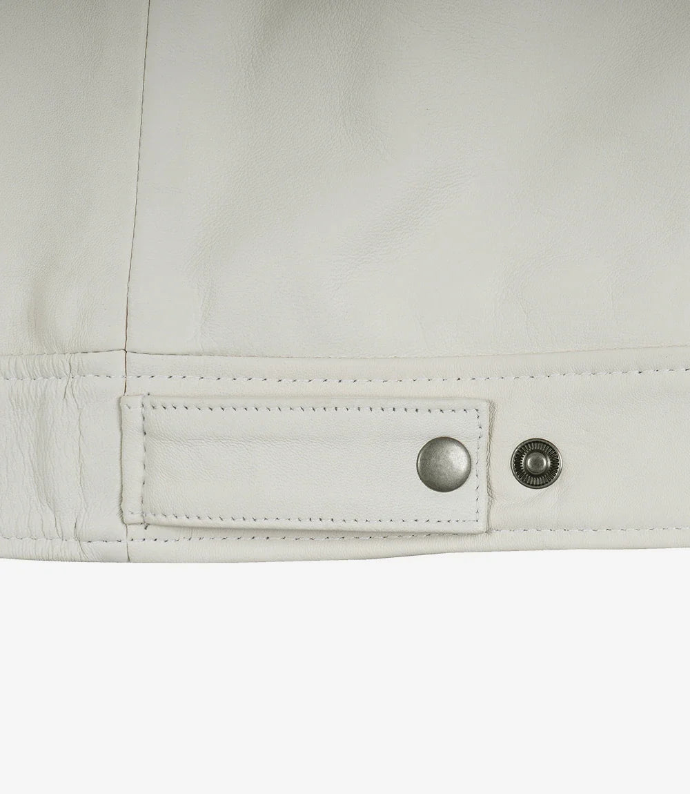 Mens Shirt Collar Off White Harrington Leather Jacket