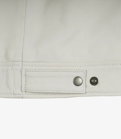 Mens Shirt Collar Off White Harrington Leather Jacket