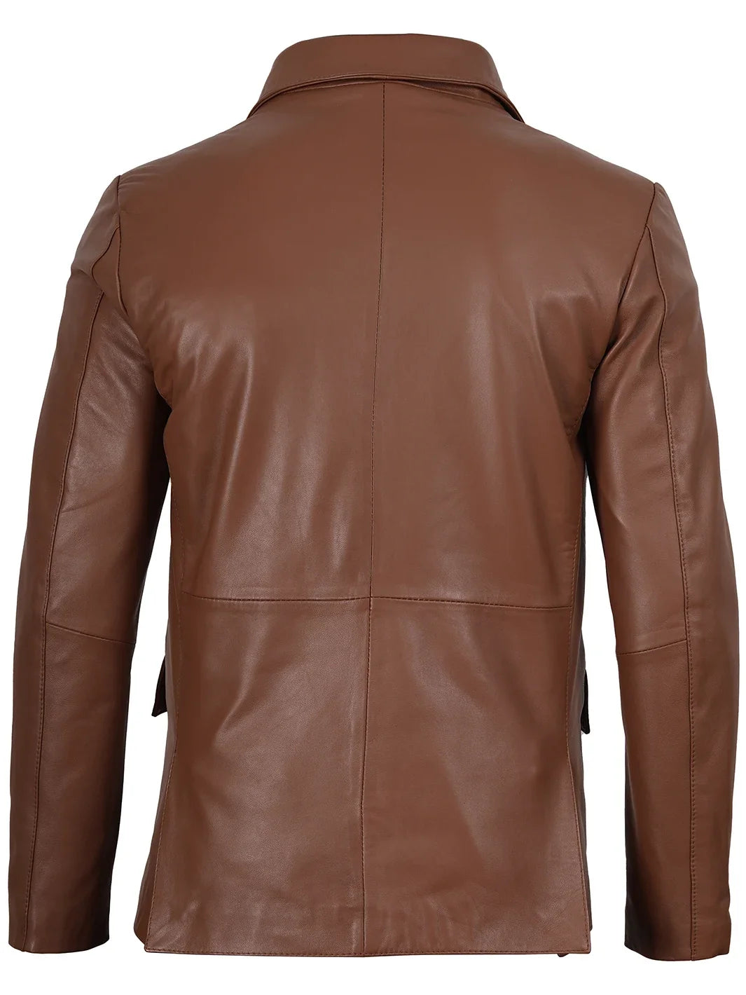 Men's Cognac Brown Leather Blazer