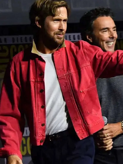 Ryan Gosling Comic Con Inspired Red Denim Jacket