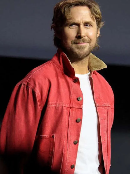 Ryan Gosling Comic Con Inspired Red Denim Jacket