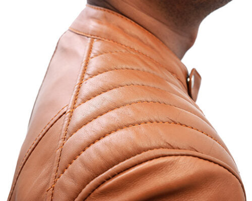 Slim Tan Biker Leather Jacket Max Jackets