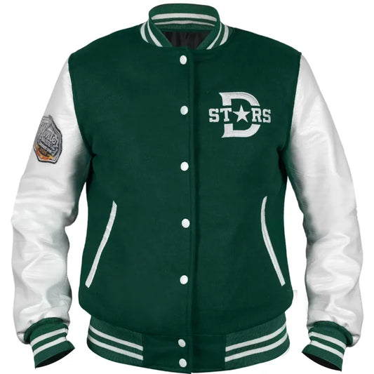 Dallas Stars Varsity Wool Green and White Jacket