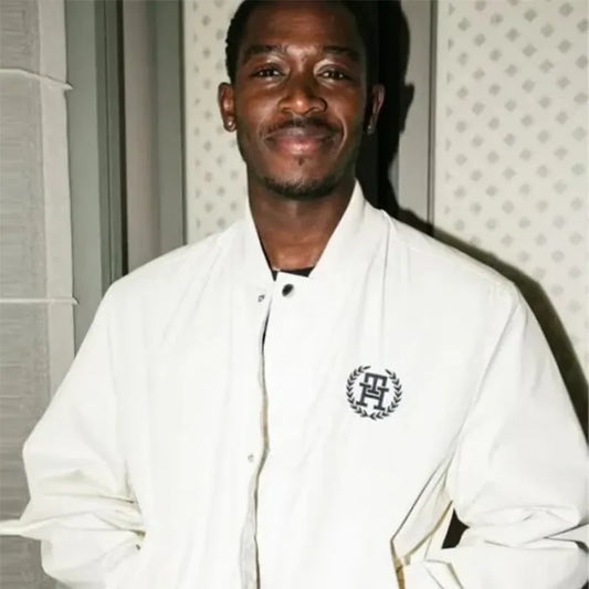 Damson Idris F1 2025 White Bomber Jacket