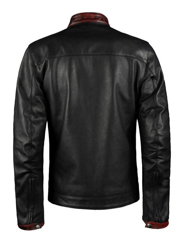 Batman Dark Knight Christian Bale Leather Biker Jacket Black Max Jackets