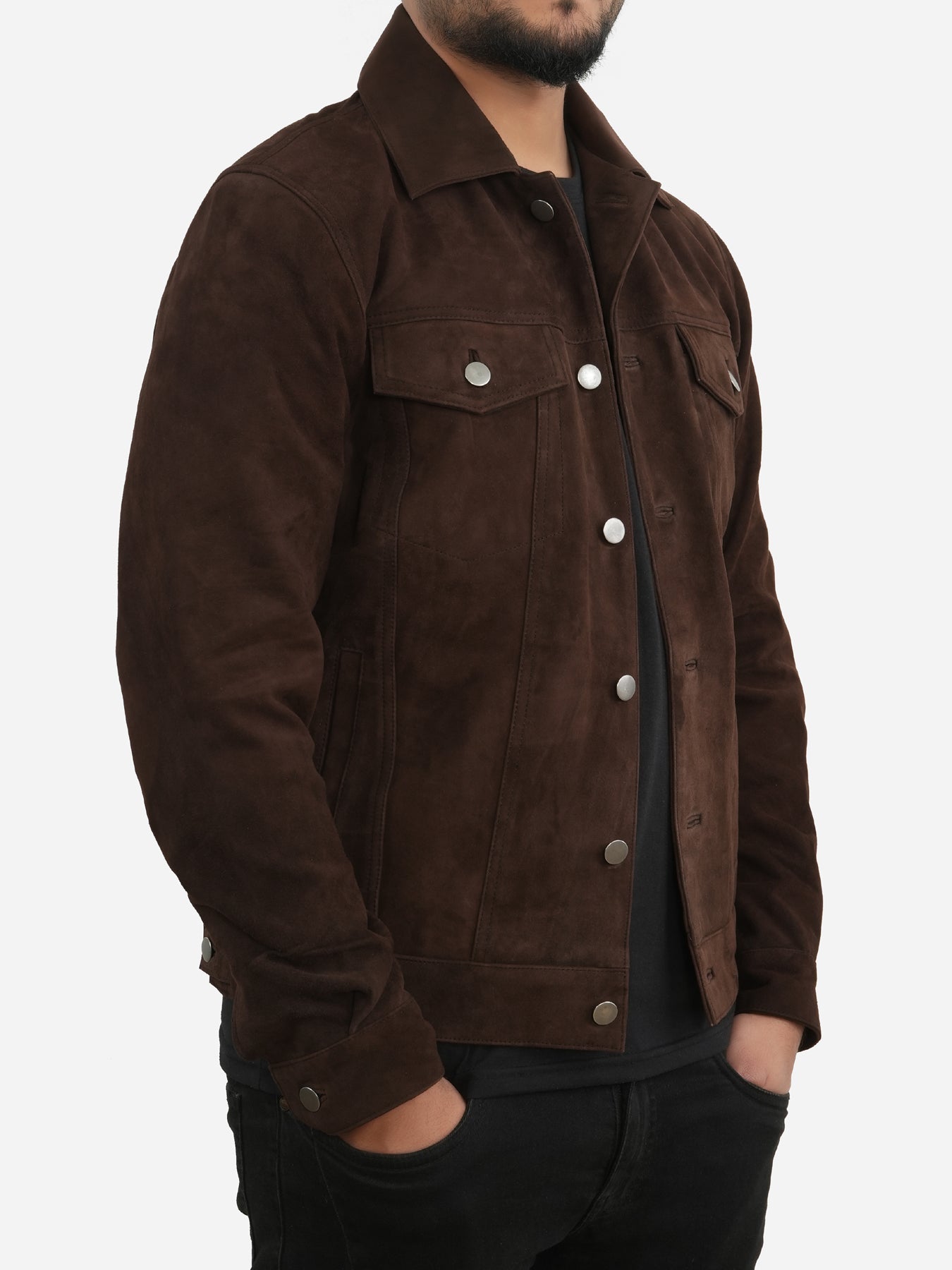 Alexander Dark Brown Suede Leather Jacket Max Jackets