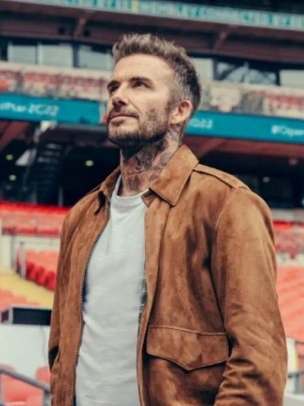 Save Our Squad David Beckham Suede Leather Jacket Max Jackets