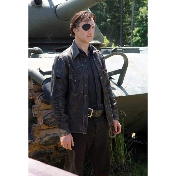 David Morrissey Black Leather Jacket The Walking Dead Max Jackets