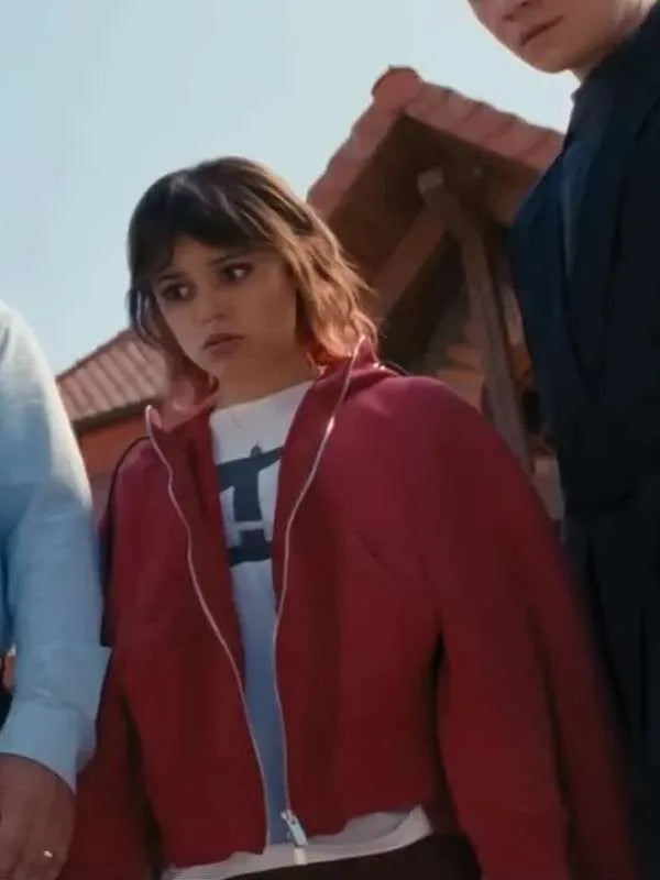 Jenna Ortega Death of a Unicorn 2025 Red Hoodie Max Jackets