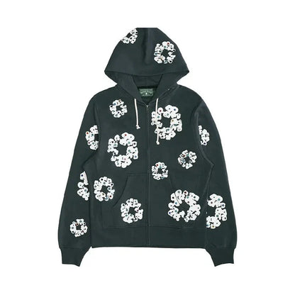 Denim Tears x Offset Wreath Black Hoodie Vintage Jacket