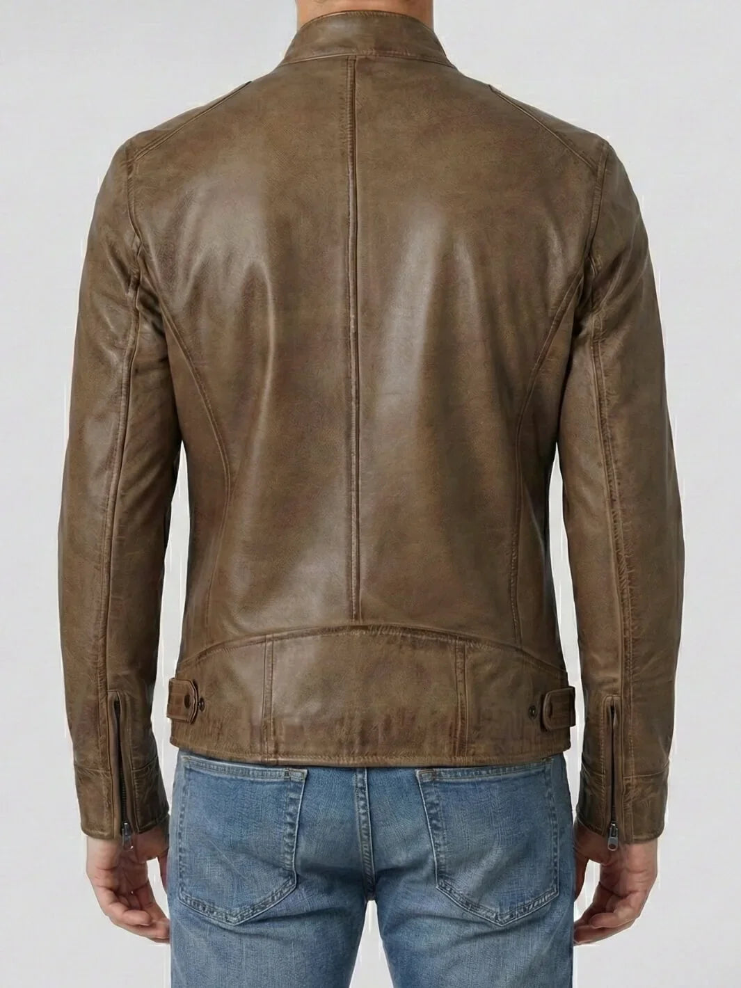 Dodge Men’s Camel Brown Leather Jacket | Biker Style