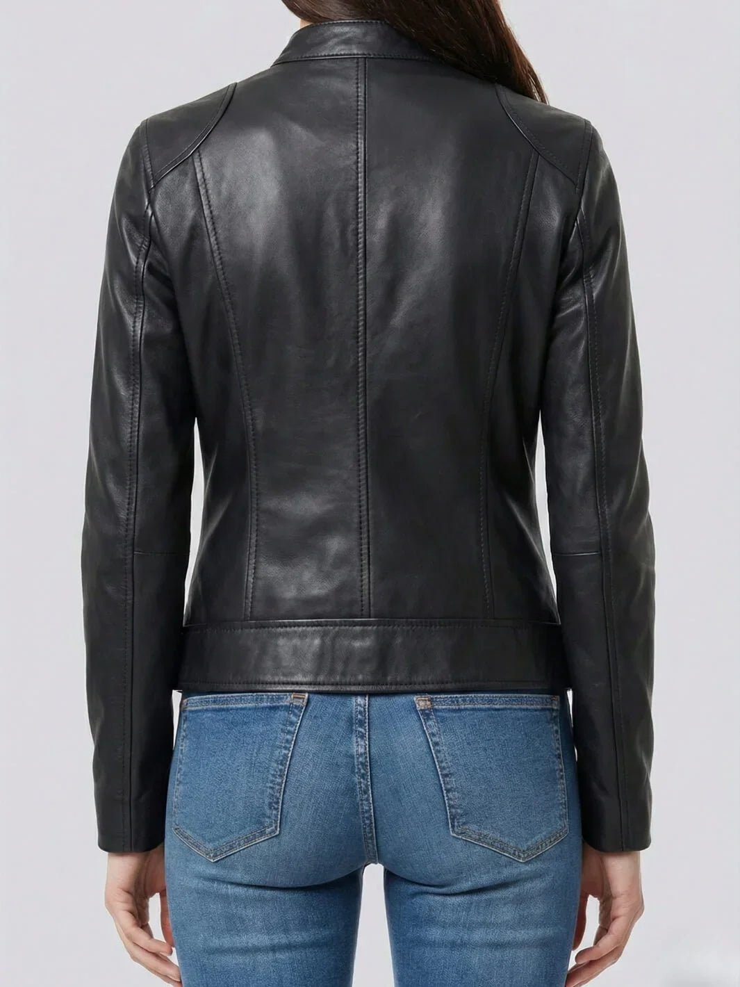 Dodge Women's Black Lambskin Biker Style Leather Jacket