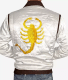 Men's White Quilted Bomber Jacket with Scorpion Logo Max Jackets