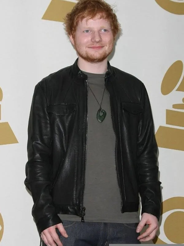 Ed Sheeran Black Bomber Leather Jacket Max Jackets