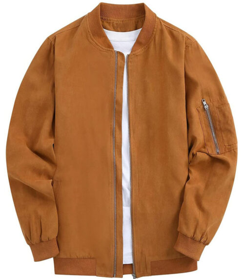 Eliam Men’s Brown Modern Flight Suede Bomber Jacket Max Jackets