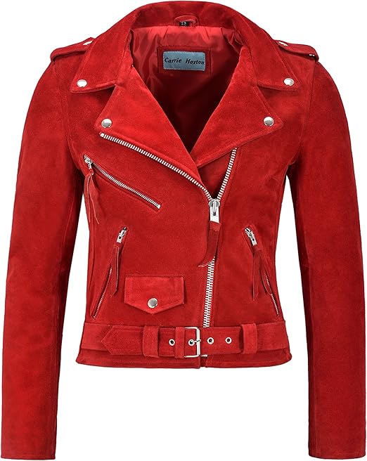 Elizabeth Banks Skincare 2024 Red Leather Jacket Max Jackets