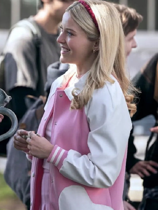 Elle Lexi Minetree Pinkwhite Varsity Jacket