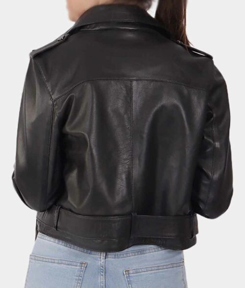 Women Black Leather Biker Jacket Max Jackets