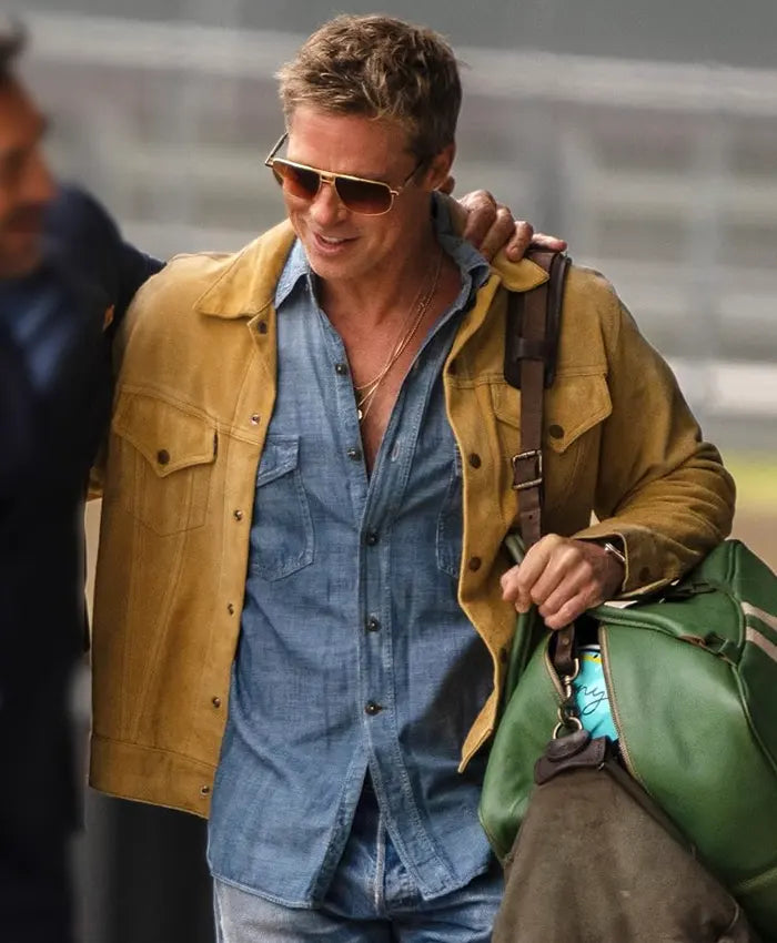 F1 The Movie 2025 Brad Pitt Brown Suede Jacket Max Jackets