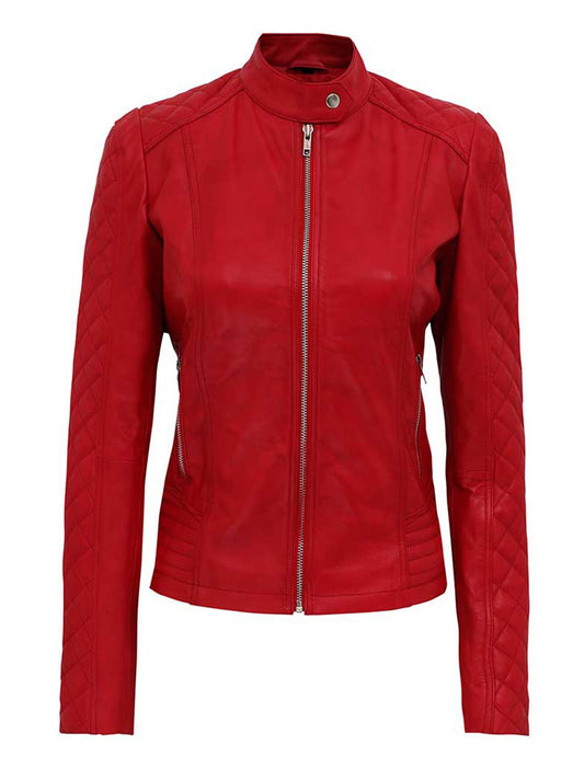 FL Trendy Red Leather Jacket Max Jackets