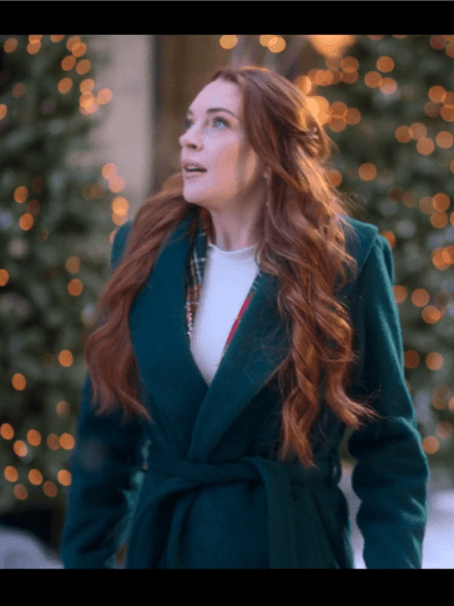 Falling for Christmas 2022 Lindsay Lohan Green Coat