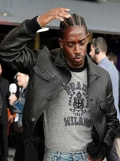 Damson Idris F1 British Grand Prix Black Leather Jacket Max Jackets