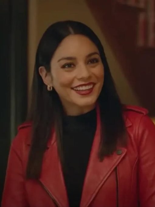 Vanessa Hudgens French Girl 2024 Red Leather Jacket Max Jackets