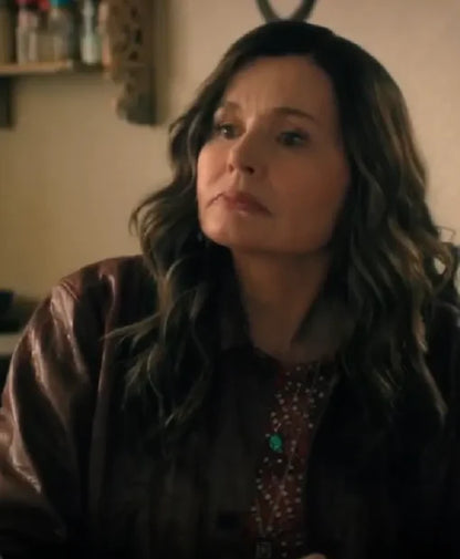 Geena Davis The Boroughs S01 Maroon Leather Jacket