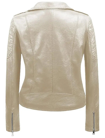 Genuine Cafe Racer Motorcycle Beige Leather Jacket Womens Max Jackets