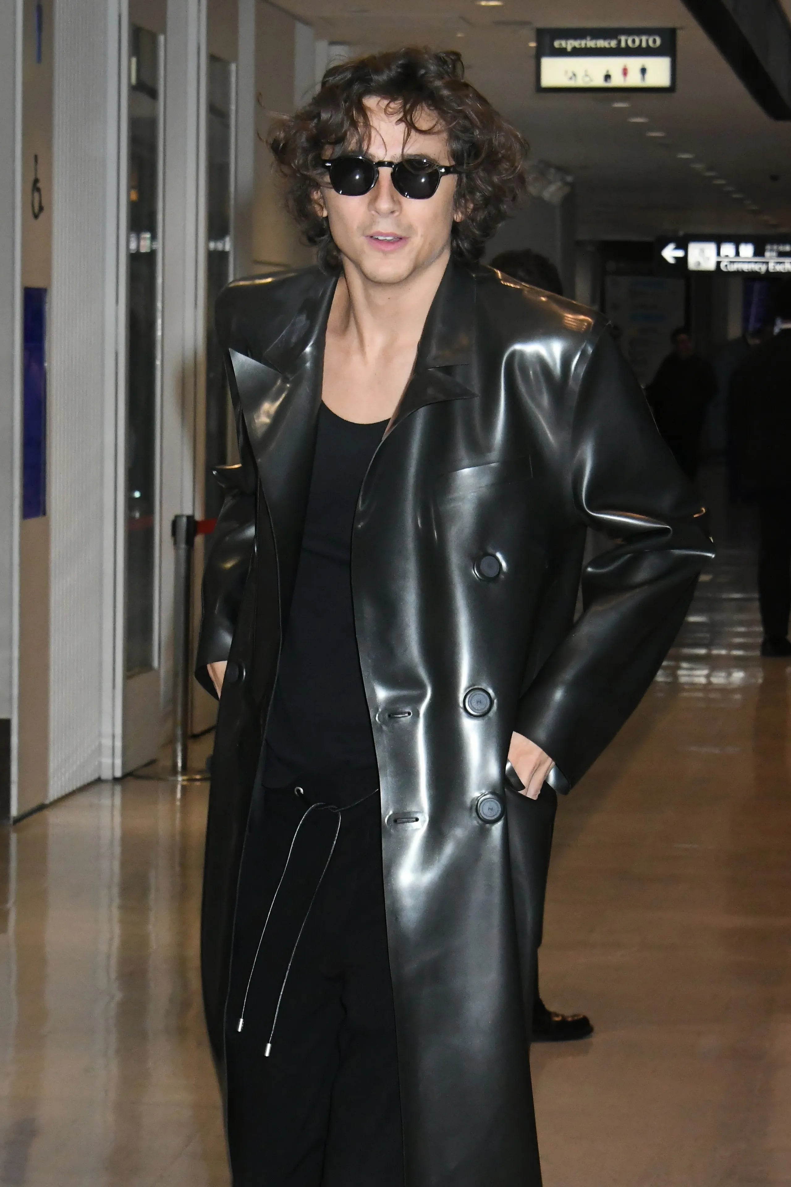 Timothée Chalamet's Latex Airport Coat Max Jackets