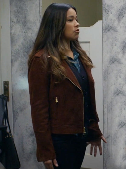 Not Dead Yet S02 Nell Serrano Brown Suede Leather Jacket Max Jackets