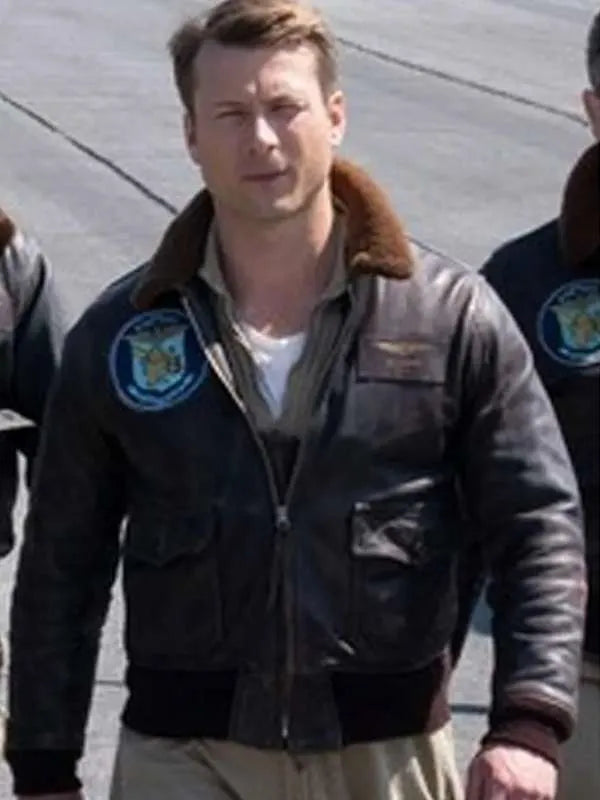 Glen Powell Devotion Pilot Bomber Leather Jacket Max Jackets