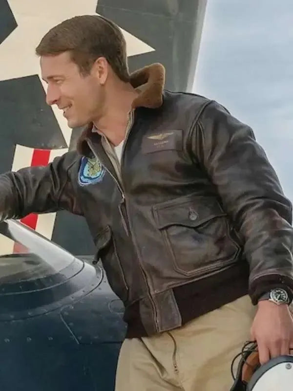 Glen Powell Devotion Pilot Bomber Leather Jacket Max Jackets