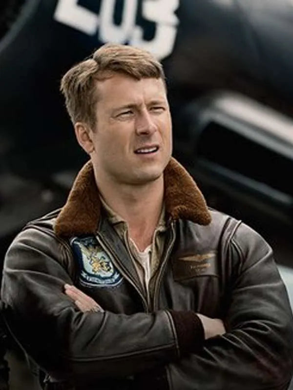 Glen Powell Devotion Pilot Bomber Leather Jacket Max Jackets