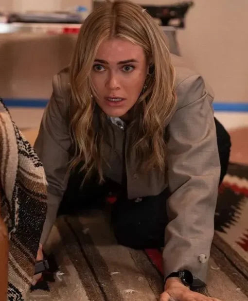 Melissa Roxburgh The Hunting Party S02 Rebecca Henderson Grey Cotton Jacket