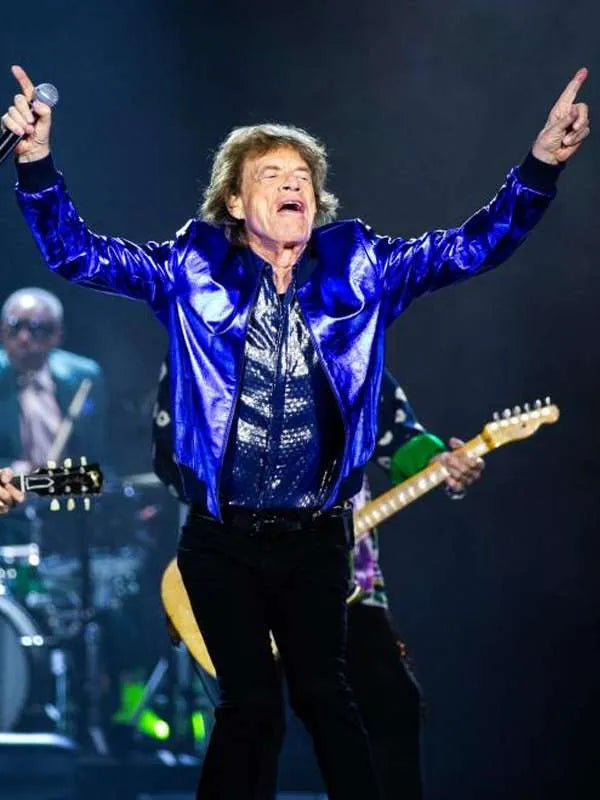 Hackney Diamonds Tour 2024 Mick Jagger Blue Bomber Jacket Max Jackets