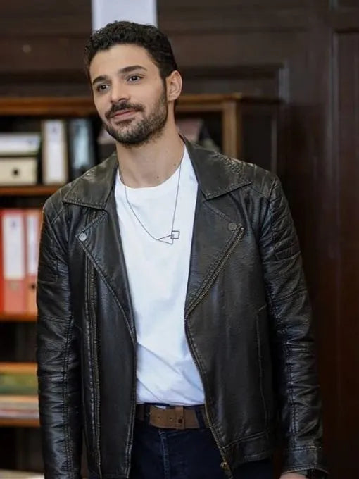 Halit Özgür Sari Gizli Sakli S01 Black Leather Jacket Max Jackets