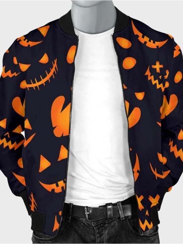 Halloween Pattern Pumpkins Bomber Jacket Max Jackets