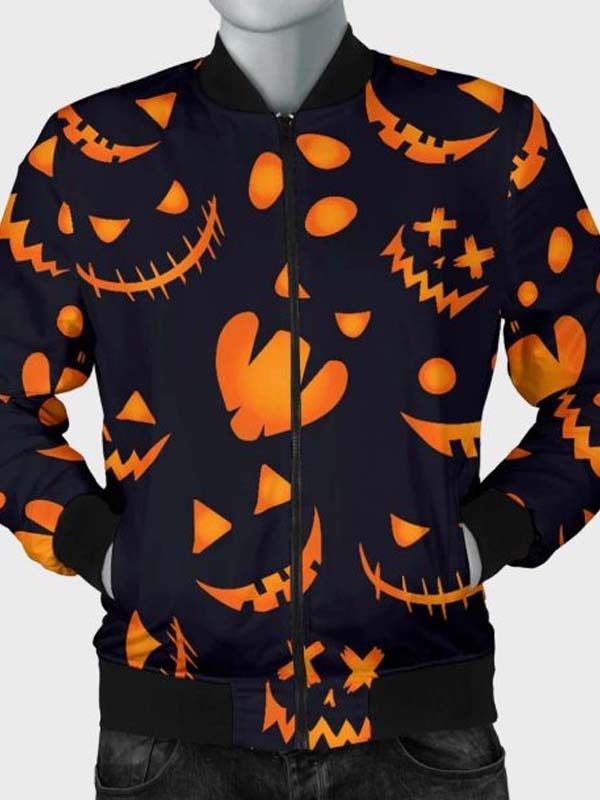 Halloween Pattern Pumpkins Bomber Jacket Max Jackets