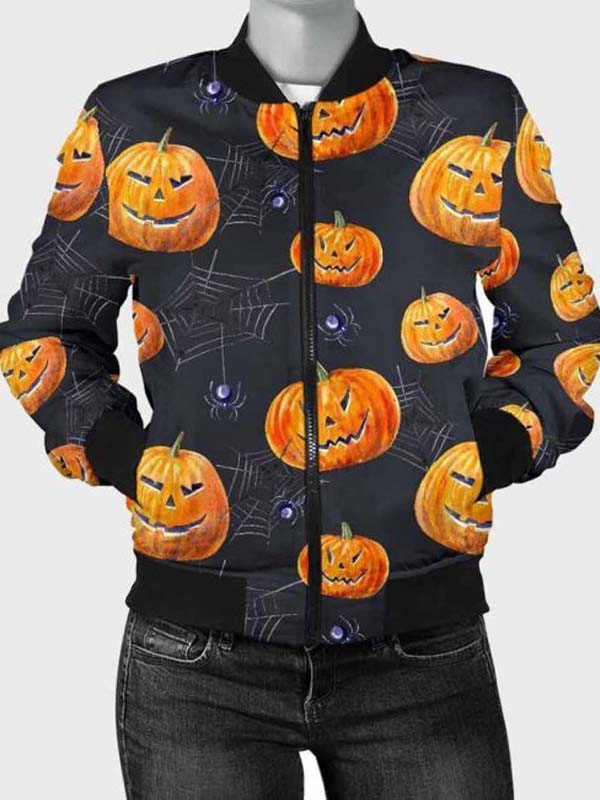 Halloween Pumpkin Printed Jacket Max Jackets