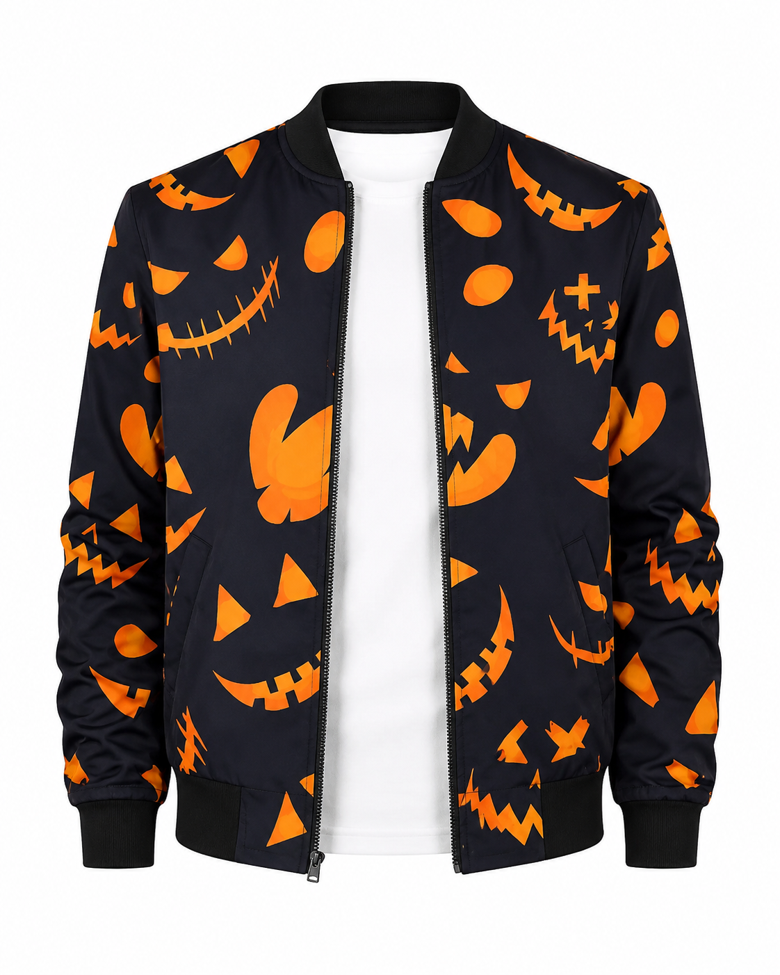 Halloween Pumpkins Pattern Black Jacket